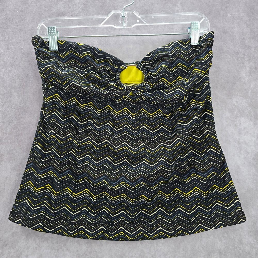 Mossimo Black Chevron Tube Padded‎ Strapless Swimwear Tankini Tank Top Medium M